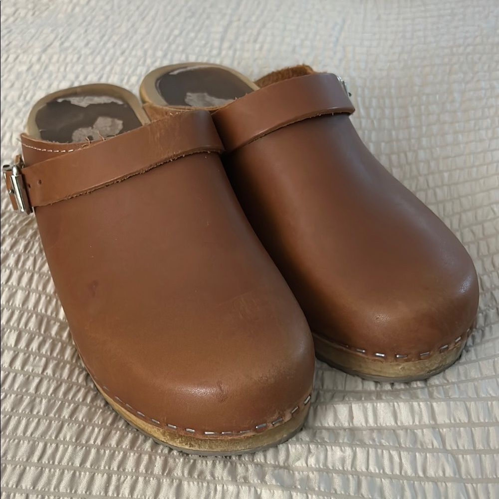 MIA Brown Leather Clogs
